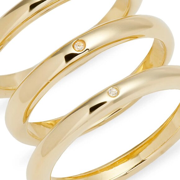 NEW Nordstrom Demi Fine Set of 3 Skinny Band Rings 14k Gold Plated Size 7 $60 - Picture 2 of 11